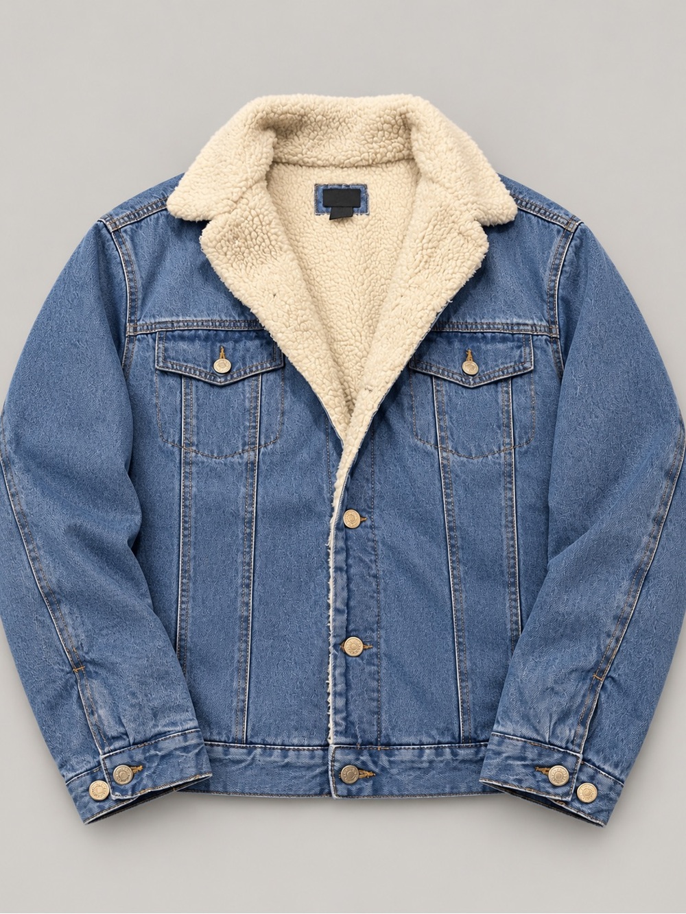 Men's Blue Denim Sherpa-Lined Jacket